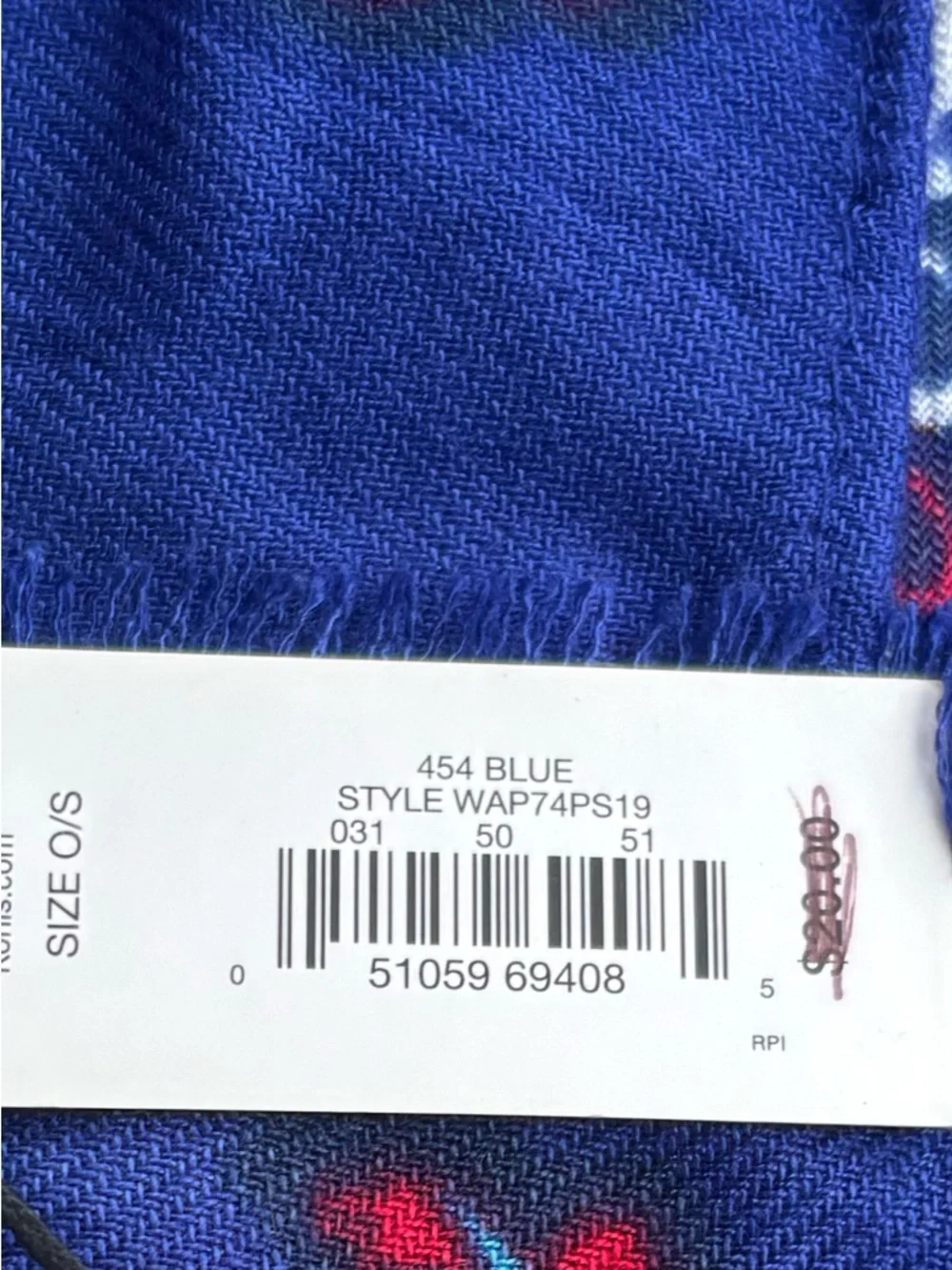 NWT APT.9 Royal Blue Long Scarf with Paisly Print, Size: 76”L x 21”W